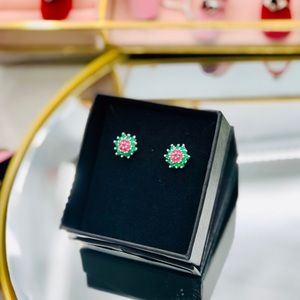 Jewelry - Emerald & Rhodolite Garnet Earrings 18K vermeil Jewelry - Emerald & Rhodolite Garnet Earrings 18K vermeil